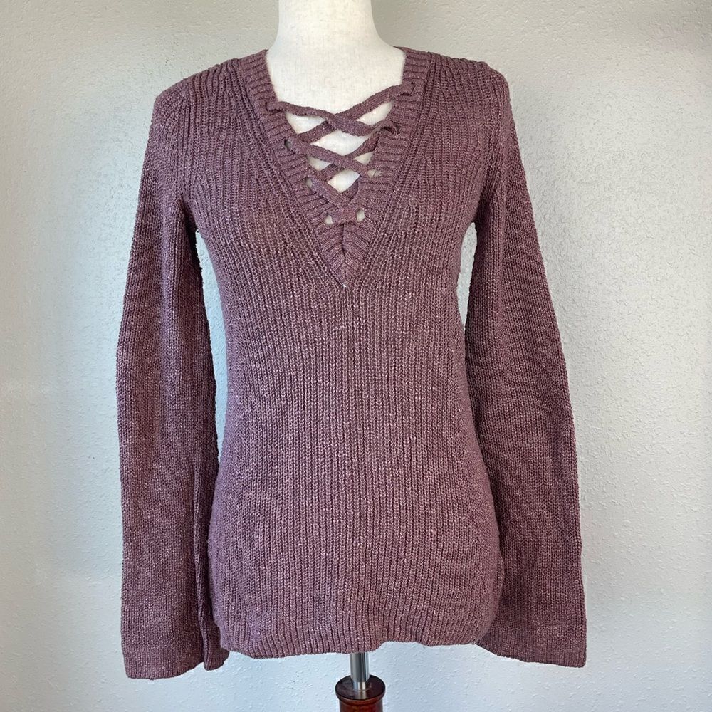 American Eagle Outfitters Lace Up V-Neck Sweater Size XS EUC